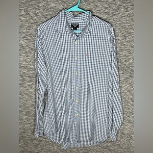 Ralph Lauren 67437 Blue And Gray Checkered Pattern Button Down Large